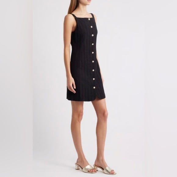 Charles Henry Dresses & Skirts - Charles Henry Black Textured Mini Dress w/ Pearl Buttons — Size Medium (NWT)